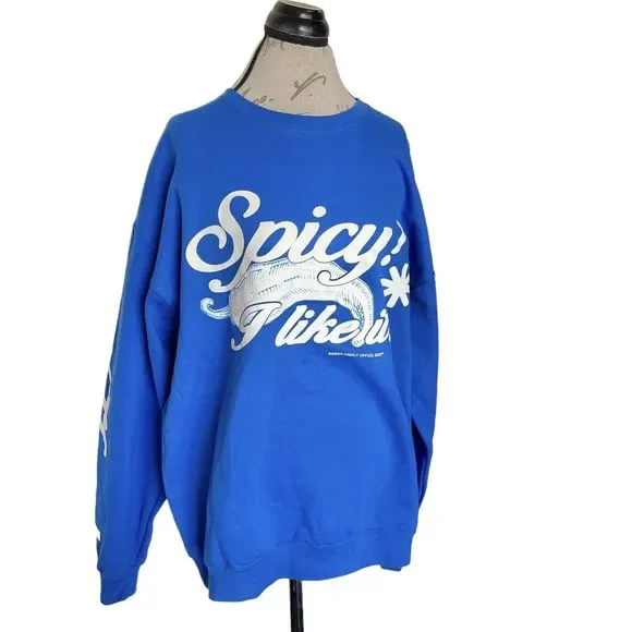 Justin Bieber Sweatshirt Sz XL Spicy X NYCBlue Crewneck Screenprinted Graphic